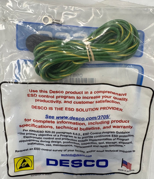 DESCO 09817 ESD GROUNDING CORD GRND FLR 10mmSCKT NO RES 10' FEMALE SNAP