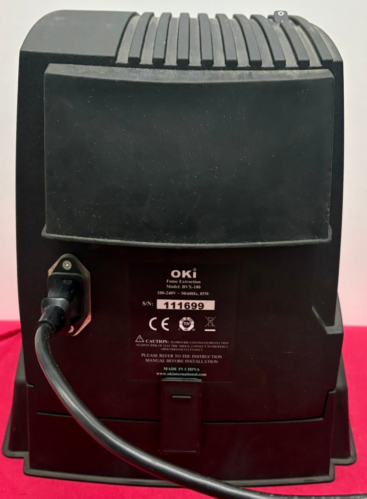 OKI FUME EXTRACTION BVX-100 BENCH TOP (MISSING BOTTOM STAND w/HOSE)