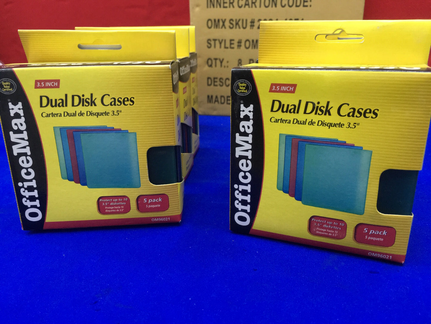 OFFICEMAX DUAL 3.5" DISK CASES 1 CARTON CONTAINING 8 PACKS OF 5- 45 Total