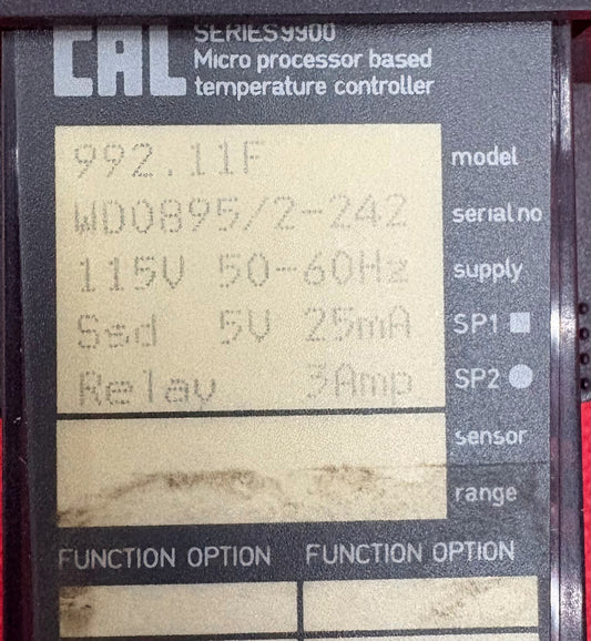 CAL CONTROLS 9900 / 992.11F TEMPERATURE CONTROLLER - FOR PARTS/REPAIR