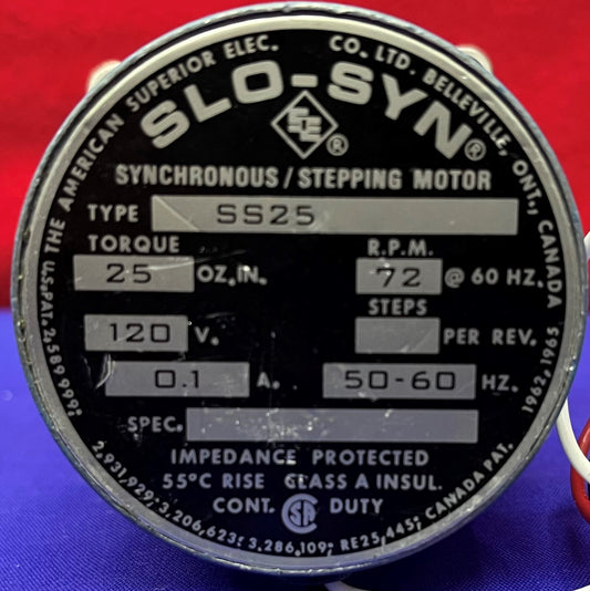 Danaher Motion Superior Electric SS25 Stepper Motor 1 amp 120VAC 72RPM