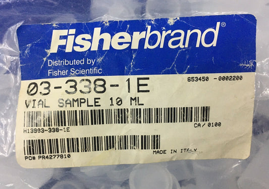1 BAG OF QTY 100 - FISHER SCIENTIFIC / FISHERBRAND ® 03-338-1E VIAL SAMPLE 10 ML