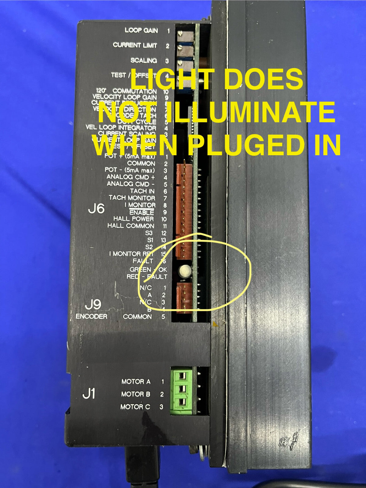 KOLLMORGEN SILVERLINE ROL-20012-0000 LINE OPERATED ANALOG SERVO AMPLIFIER -PARTS
