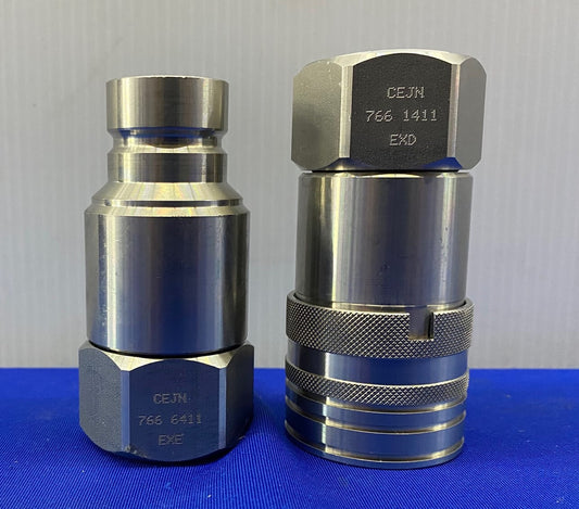CEJN 766 6411 SS FLAT FACE QUICK-CONNECT COUPLING & NIPPLE 3/4" FEMALE