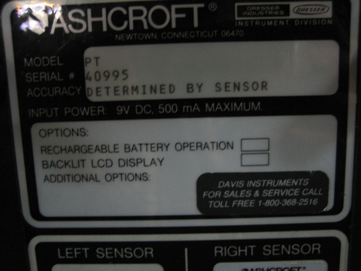 ASHCROFT MODEL PT LEEST PSI NAAR 3 FASE MODULE WERKT