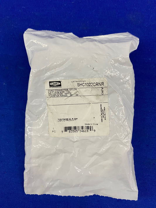 CONECTOR DE CABLE HUBBELL SHC1022CRNR NYLON BLANCO NPT TAMAÑO DE CUBO 1/2" .25"-.38"