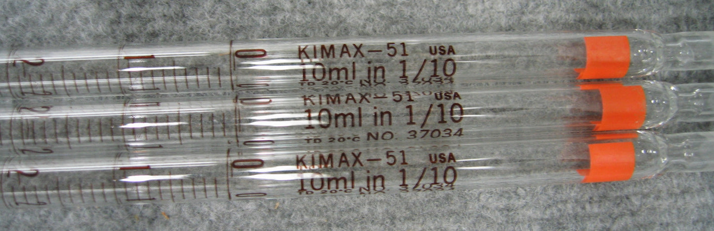 KIMAX 37034 / KIMAX-51 10ml IN 1/10 TD 20 DEG C SEROLOGISCHE GLAZEN PIPETTEN