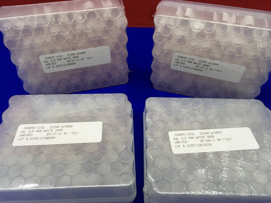 4 PKGS CONTAINING 100 PCS EA 32009E-1232 CLEAR W/GRAD 2mL RAM WHITE GRAD VIALS