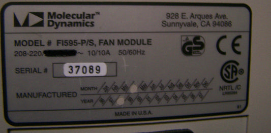 MODULO VENTOLA P/S MOLECULAR DYNAMICS F1595 208-220 VAC 10/10 AMP 50/60 HZ