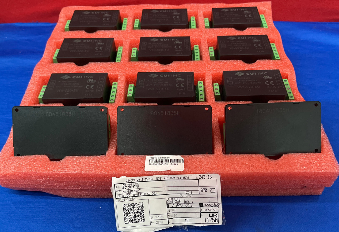 CANTIDAD 12 - CUI DIGI-KEY VSK-S20-5U-T 102-2614-ND CONVERTIDOR CA/CC PARA MONTAJE EN PLACA