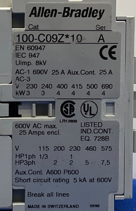 Allen-Bradley / Allen Bradley / AB CONTACTOR 100-C09Z*10 Ser A EN 60947