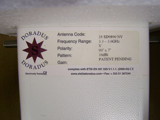 Antenna settoriale ad alte prestazioni Stella Doradus 35 SD9890NV 16dBi 3,3 - 3,6 GHz