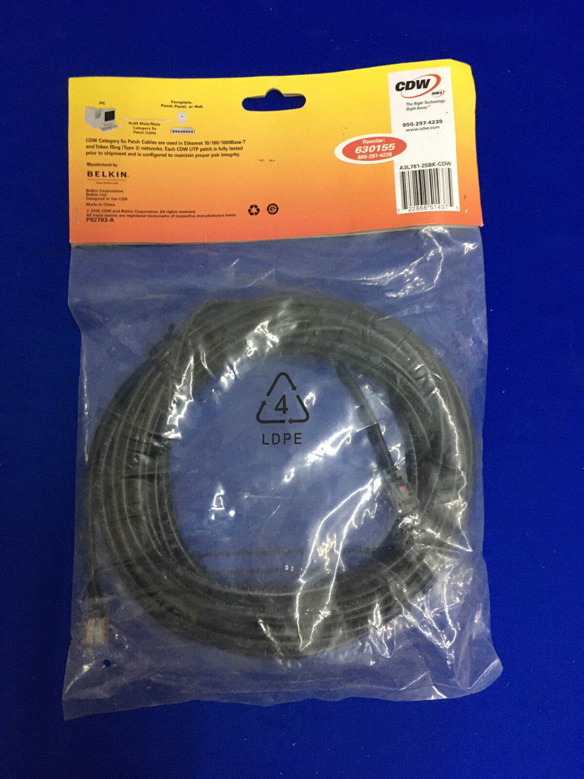 Câble de raccordement RJ45 CAT5e 25' CDW 630155 M/M - NOIR