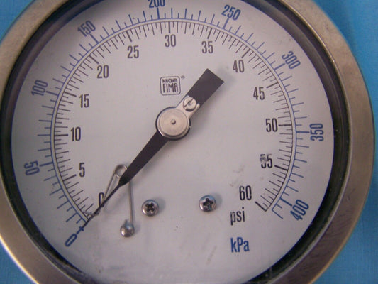 MANOMETRO IN ACCIAIO INOX NUOVA FIMA MODELLO 4 0-60 PSI O 0-400 KPA