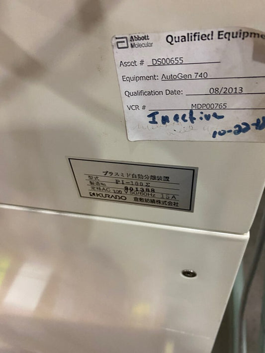 PARA REPARACIÓN DE PIEZAS SISTEMA AUTOMÁTICO DE AISLAMIENTO DE ADN PLÁSMIDO AUTOGEN 740