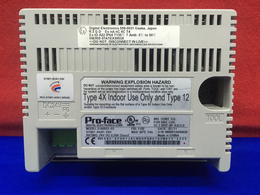 PRO-FACE 3180053-03 ST401-AF41-24V PANTALLA TÁCTIL 24 V CC 0,29 A FALTA HARDWARE