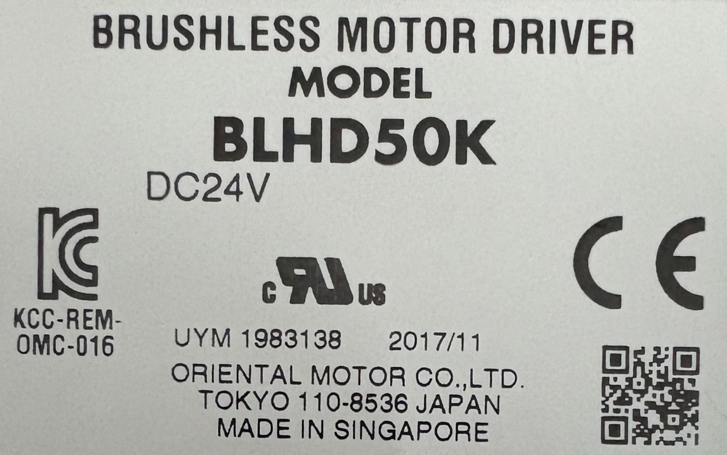 ORIENTAL MOTOR BLHD50K BRUSHLESS DC MOTOR DRIVER 24VDC SUPPLY POWER