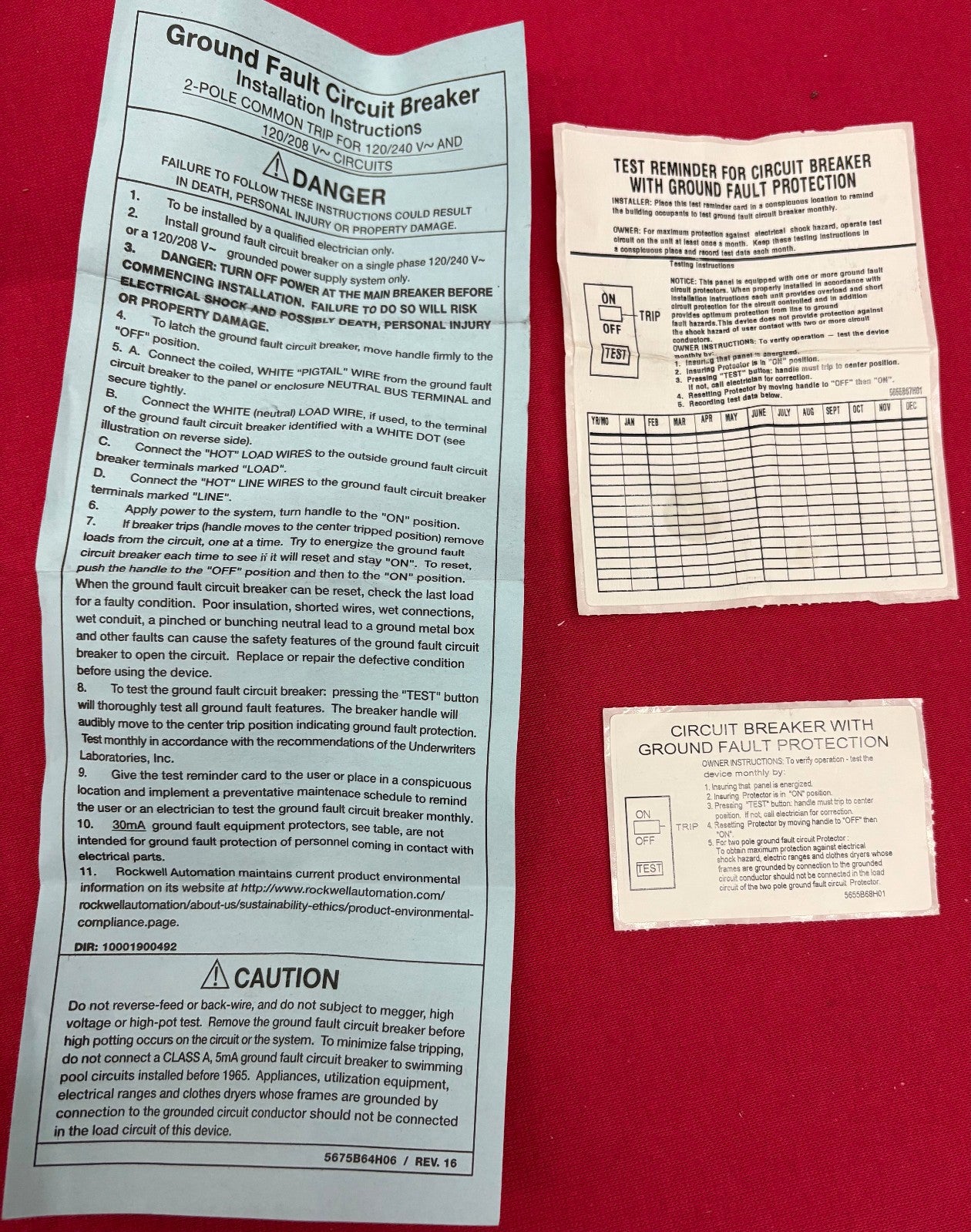 Allen-Bradley 1492-MCGAT215 SER A 15A 2-POLE GFCI GROUND FAULT CIRCUIT BREAKER