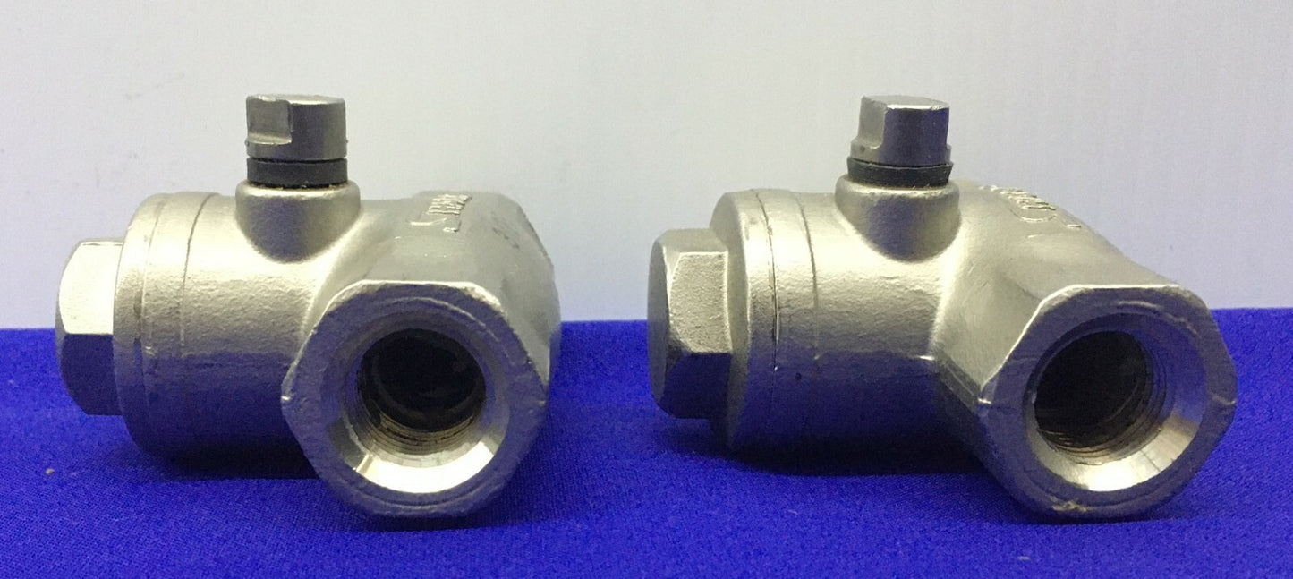 1 LOTTO QTY DI 2 - VALVOLA DI RITEGNO A SBALZO SHARPE 3/8 NPT CF8M