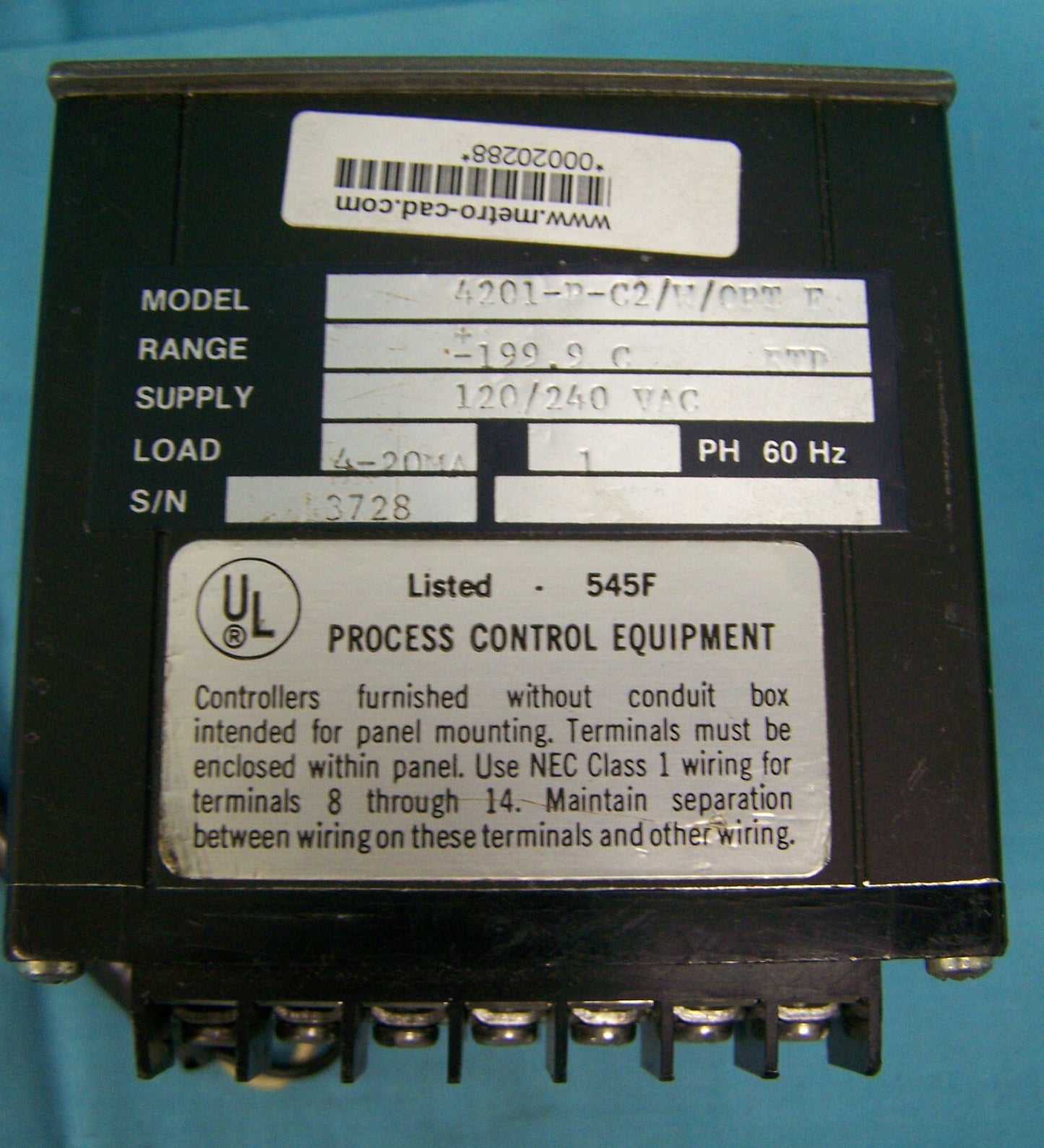APPARECCHIATURA DI CONTROLLO DI PROCESSO MODELLO 4201-P-C2/W/OPT F REGOLATORE DI TEMPERATURA
