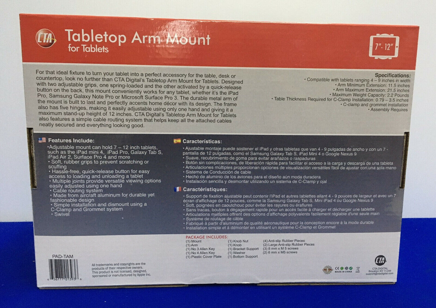 CTA DIGITAL 48XL82 TABLET SUPPORTO DA TAVOLO BRACCIO GRIGIO