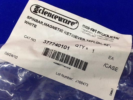 SCIENCEWARE BEL-ART 377740101 RECUPERADOR MAGNÉTICO SPINBAR DE TEFLÓN DE 0,62" BLANCO