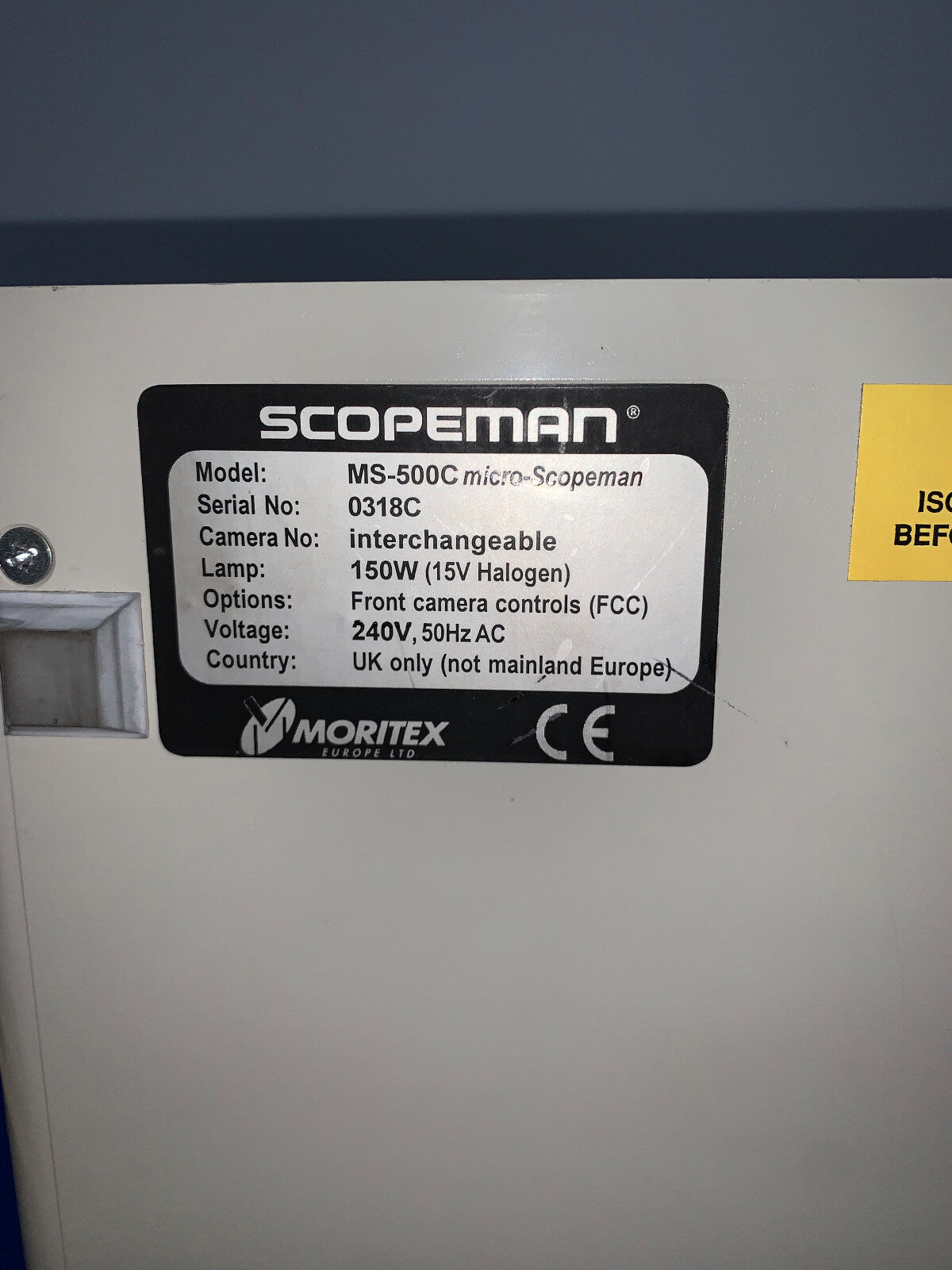 MORITEX MS-500C MICROSCOPEMAN Source lumineuse pour microscope Halogène