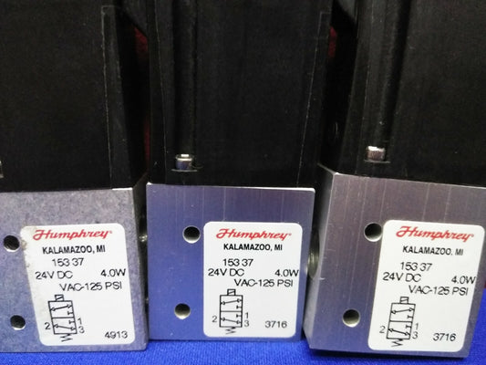 1 ロット数量 3 HUMPHREY 153-37-24VDC 153 37 24VDC 空気圧式方向制御 3 方弁
