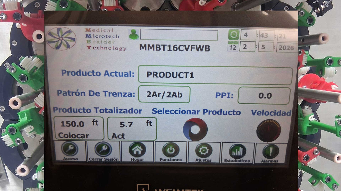 mmbt braider showing spanish language on screen with carriers on background