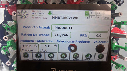 mmbt braider showing spanish language on screen with carriers on background