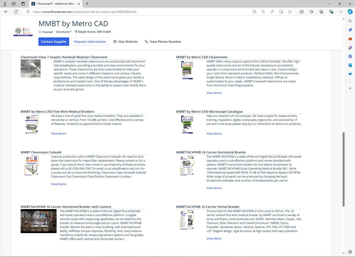 MMBT by Metro CAD supplier of medical device equipment | thomasnet.com