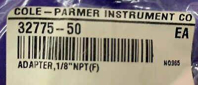 Lote de 6 adaptadores Cole Parmer / Cole-Parmer 32775-50 / 1/8” NPT (F) 