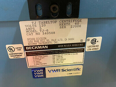 FOR PARTS / REPAIR BECKMAN VWR SCIENTIFIC TJ-6 340508 TJ TABLETOP CENTRIFUGE