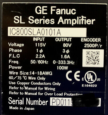 GE Fanuc SL Series IC800SLA0101A Servo Amplifier 115V