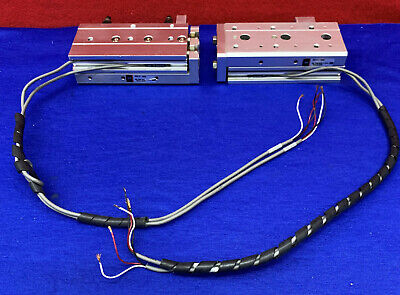 Lote de 2: corredera neumática guiada de doble varilla SMC MXS12-50AS con sensor SMC D-F9N