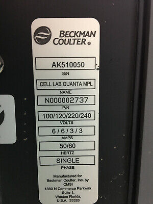 BECKMAN COULTER CELL LAB QUANTA SC 771917 SN AK340060 FOR PARTS OR REPAIR