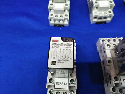 1 LOT OF 6 - ALLEN BRADLEY 700-HN103 RELAY SOCKET BASE & 700-HC24Z24-4 CUBE