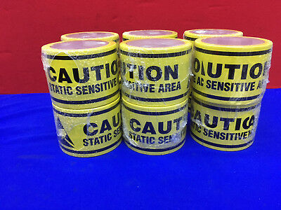 1 LOT QTY 12 Uline Caution Static Sensitive Area Tape S-18436 size 3" x 60'