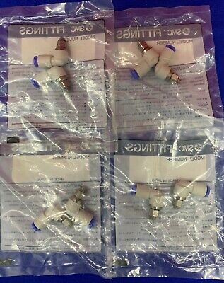 Lot of 4 Bags (Qty 2 per Bag) SMC KSL04-M5  Pneumatic Elbow Fittings