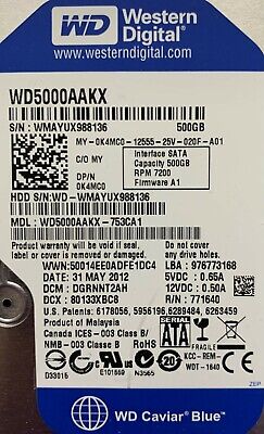 QTY 2 - Western Digital WD5000AAKX 500GB Hard Drive