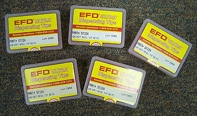 5 PACKS - EFD ST124 / 7024640 ULTRA DISPENSING TIPS #20 PINK SOFT BEVEL TIP