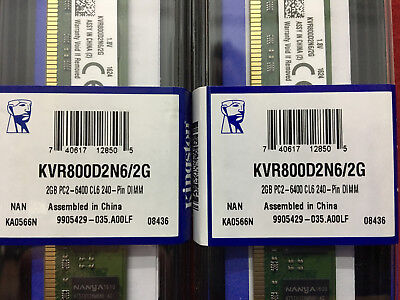 Nueva memoria RAM Kingston KVR800D2N6/2G, 2 GB PC2-6400 CL6 DIMM de 240 pines MCID 73224