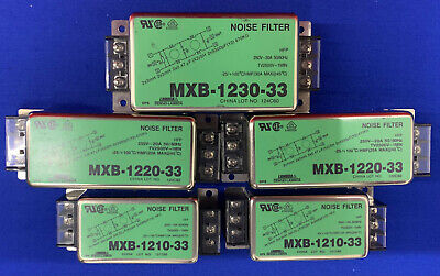 Lot of 5 - Lambda Noise Filters: (2)MXB-1210-33 (2)MXB-1220-33 (1)MXB-1230-33