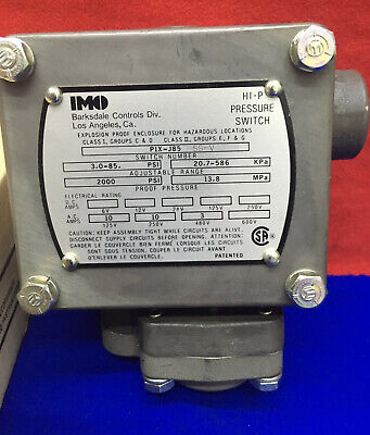 IMO DELAVAL BARKSDALE CONTROLS P1X-J85SS-V HI-P-DRUCKSCHALTER