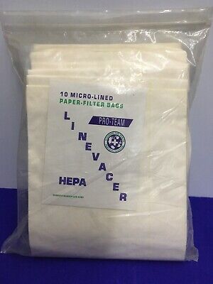 PRO-TEAM PROTEAM LV9-43MF LINEVACER 10 MICRO-LINED PAPER-FILTER BAGS HEPA