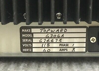 TOPWARD 6306A DC POWER SUPPLY 115V 2PH 60HZ 8AMPS