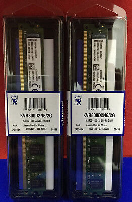 New Kingston Memory Ram KVR800D2N6/2G, 2GB PC2-6400 CL6 240-Pin DIMM MCID 73224