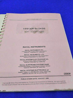 Racal Instruments, Inc. Installationshandbuch 1261 AH-S1430 VXI Chassis / 1261A