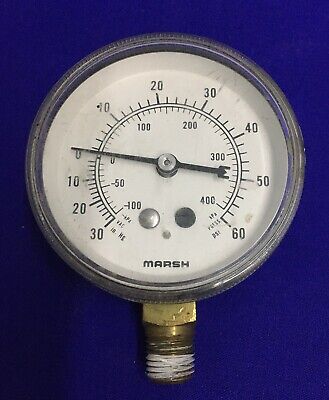 MARSH 34693-3 ISSD PSI 30-20-10 0-60 KPA 100-50 0-400 COMPOUND GAUGE