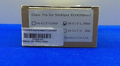 1 PKG OF 10 TIPS -  COLE-PARMER / NICHIRYO 07908-43 / 00-GLT-L 1000ul GLASS TIP